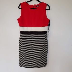 Colorblock Sleeveless Dress - Red, White, and Black